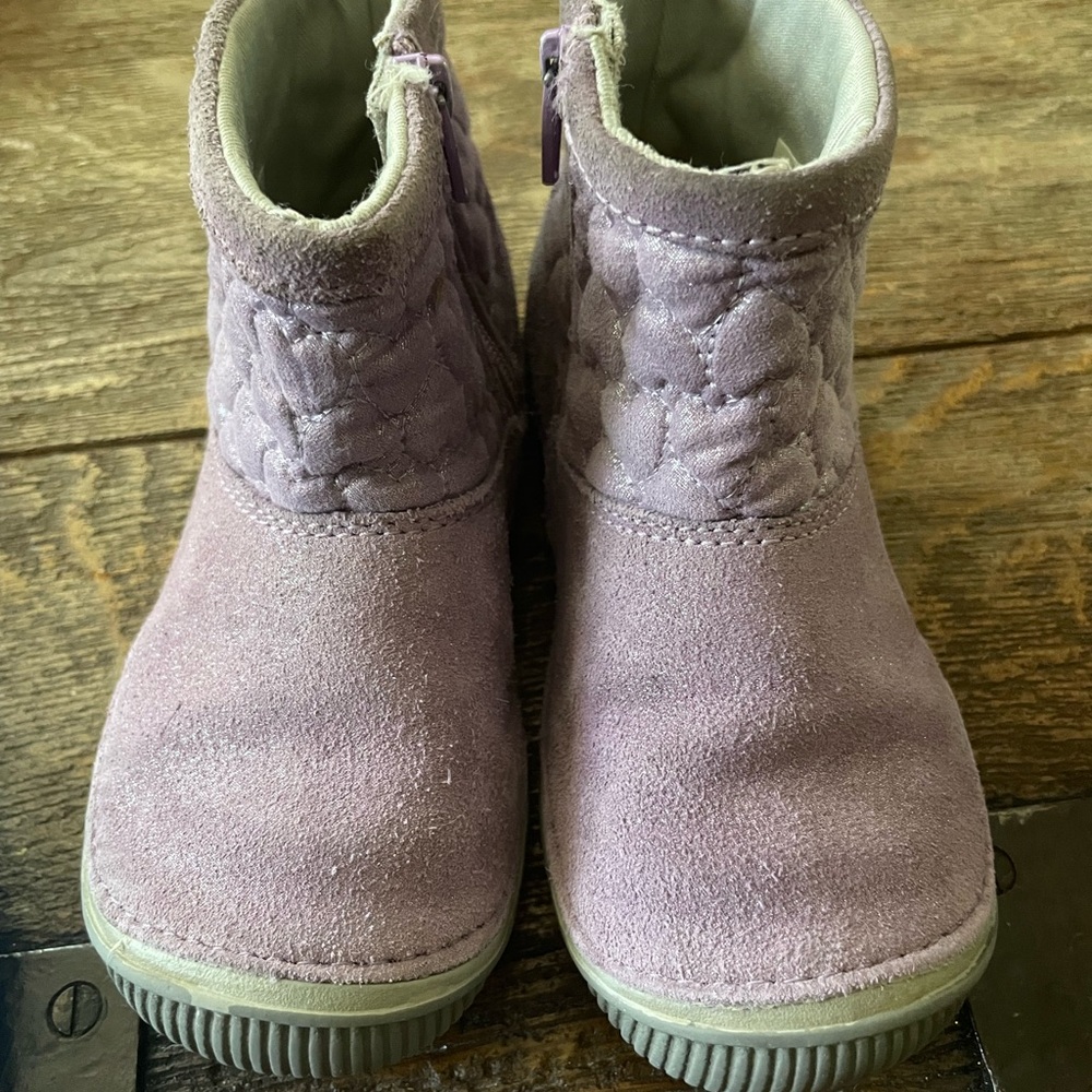 Kids Purple Suede Boots